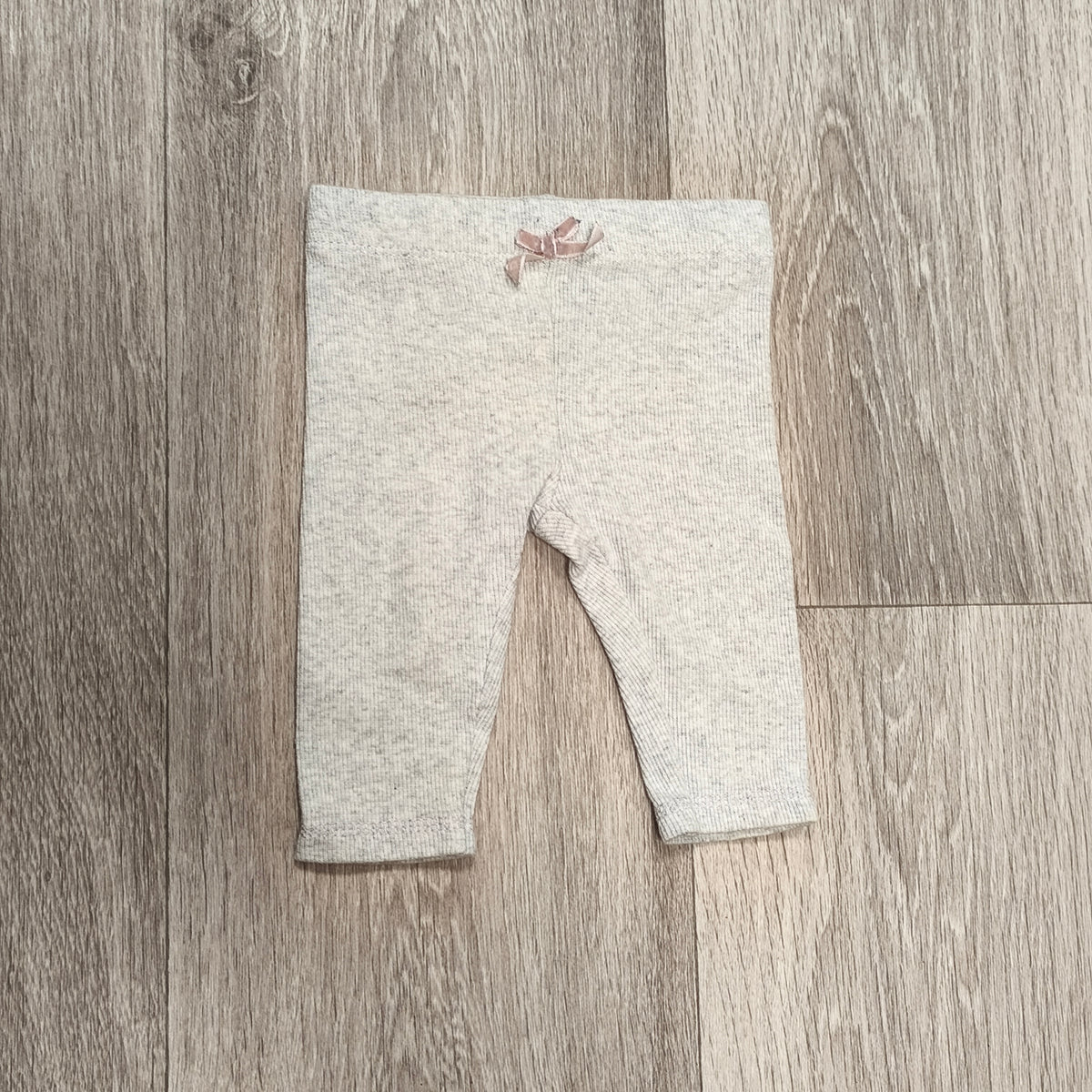 Tu Baby Girls Grey Ribbed Leggings Pants Bow Detail 3-6 Months 62-68cm Stretch