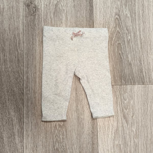 Tu Baby Girls Grey Ribbed Leggings Pants Bow Detail 3-6 Months 62-68cm Stretch