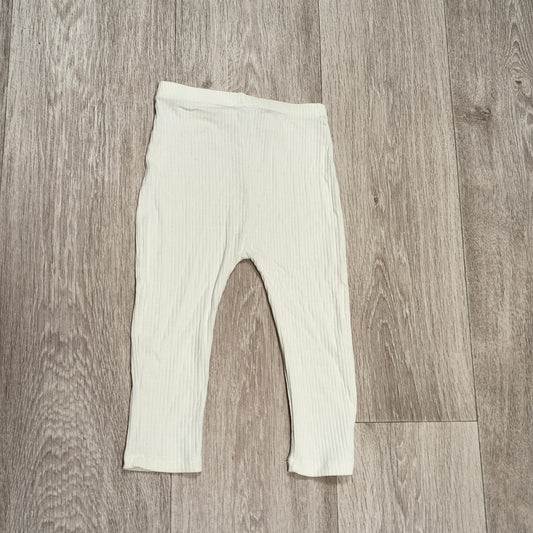Baby Ribbed Leggings Off White Cream Pants Unisex Toddler 18-24 Months