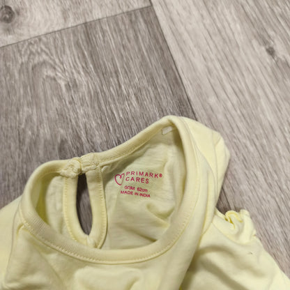 Primark Baby Girls Yellow Flourish Graphic T-Shirt Top 0-3 Months 62cm Flutter