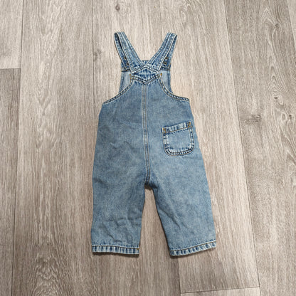 George Baby Blue Denim Dungarees Overalls Size 6-9 Months