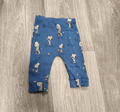 George Peanuts Snoopy Blue Ribbed Knit Baby Leggings Trousers Pants 0-3 Months