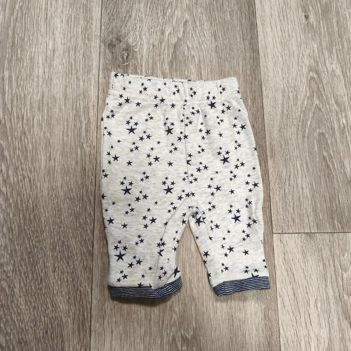 Baby Pants Leggings Star Pattern Gray Navy Striped Cuffs Elastic Waist