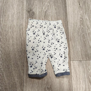 Baby Pants Leggings Star Pattern Gray Navy Striped Cuffs Elastic Waist