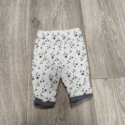 Baby Pants Leggings Star Pattern Gray Navy Striped Cuffs Elastic Waist