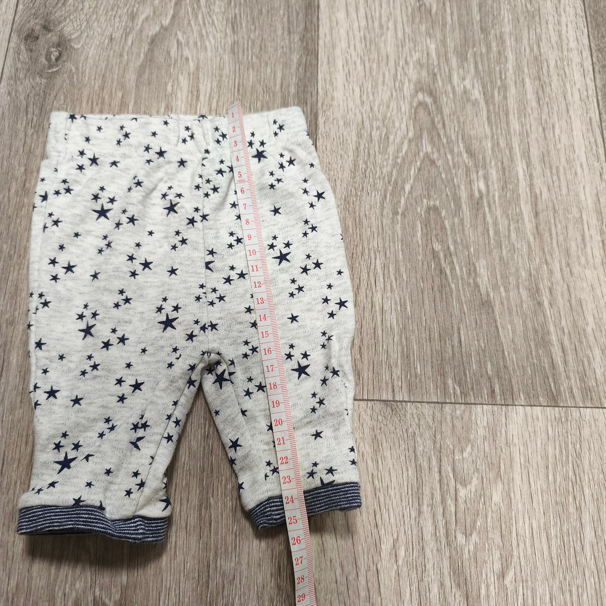 Baby Pants Leggings Star Pattern Gray Navy Striped Cuffs Elastic Waist
