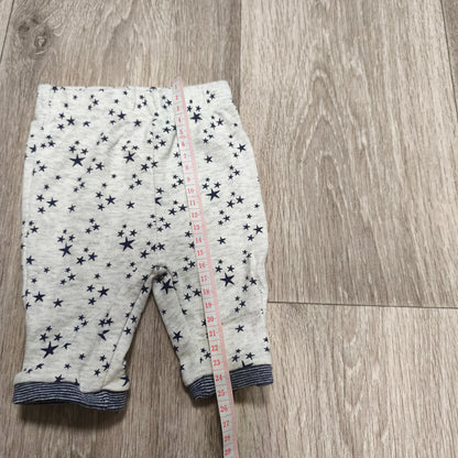 Baby Pants Leggings Star Pattern Gray Navy Striped Cuffs Elastic Waist