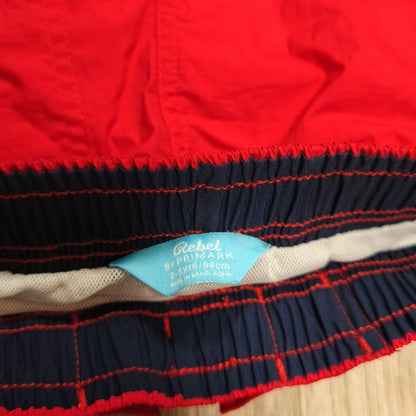 Rebel by Primark Boys Swim Trunks Size 2-3 Yrs 98cm Red Navy Blue Swim Shorts
