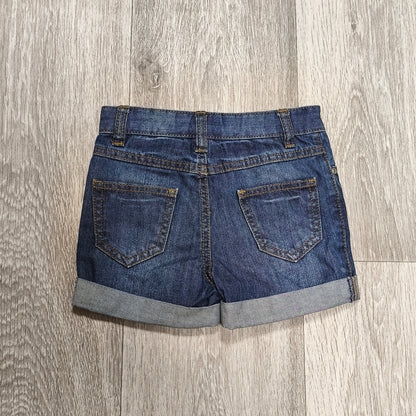 Bluezoo Dark Wash Denim Shorts Cuffed Jean Shorts 18-24 Months