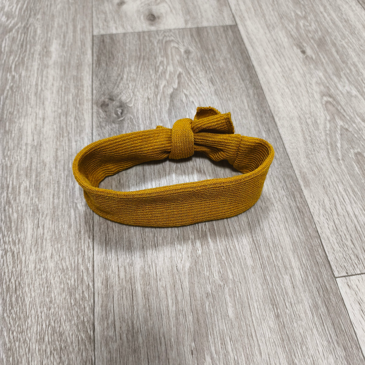 Yellow Ochre Mustard Ribbed Knit Bow Headband Stretchy Elastic Hairband Hair Tie