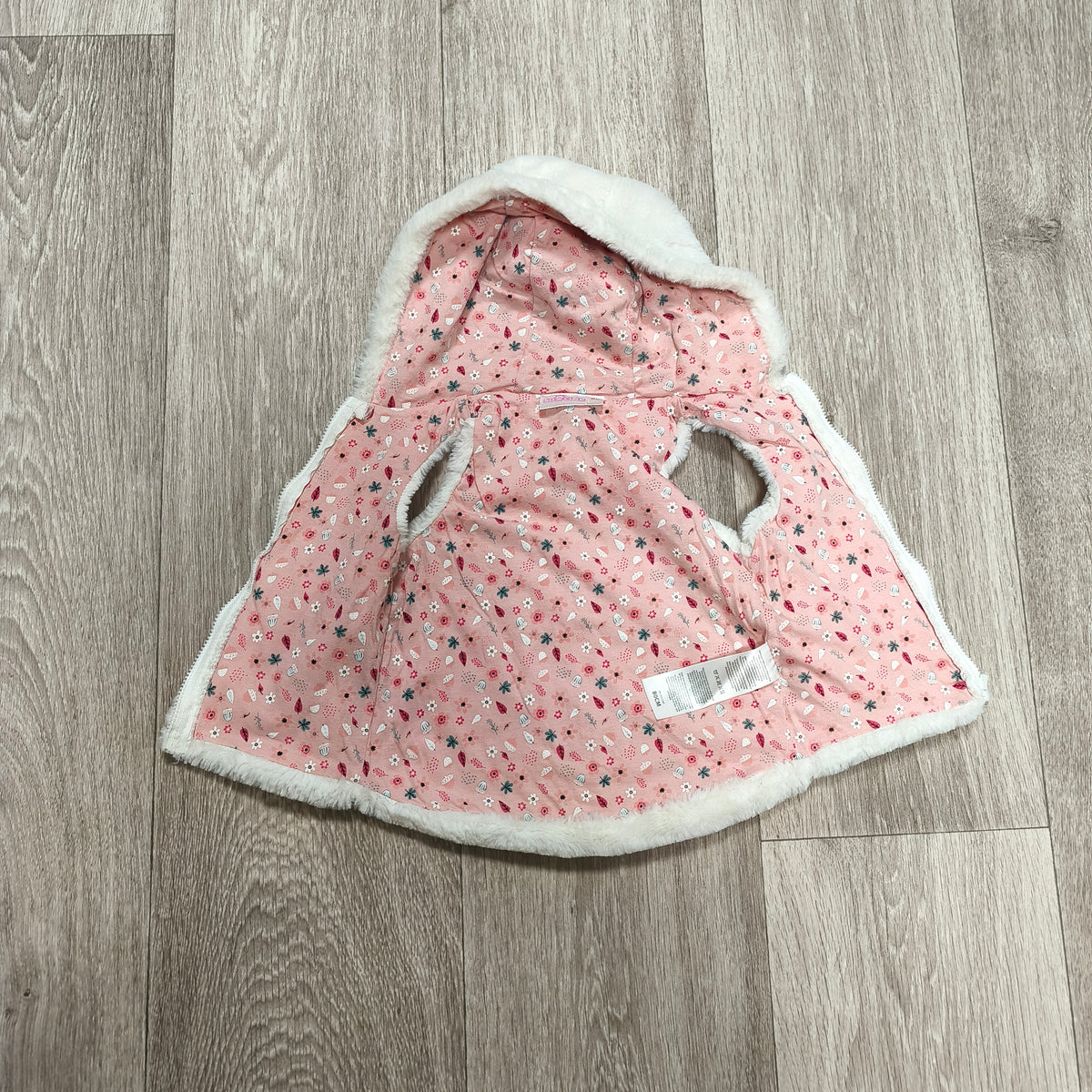 So Cute Baby Girls Cream Faux Fur Hooded Vest Bodywarmer Size 80 (9-12 Months)