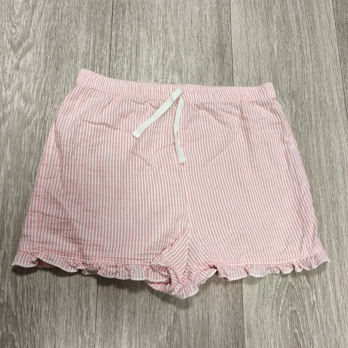 George Girls Pink White Striped Seersucker Shorts Ruffle Hem 11-12 Years