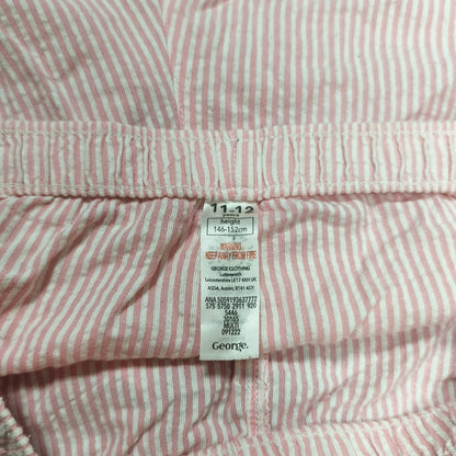 George Girls Pink White Striped Seersucker Shorts Ruffle Hem 11-12 Years