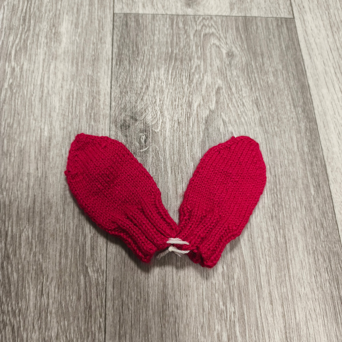 Handmade Baby Mittens Red Knit Crochet Flower Newborn Toddler Winter Gloves