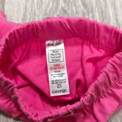 George First Size Pink Baby Bloomer Shorts Elastic Waist Ruffle Legs