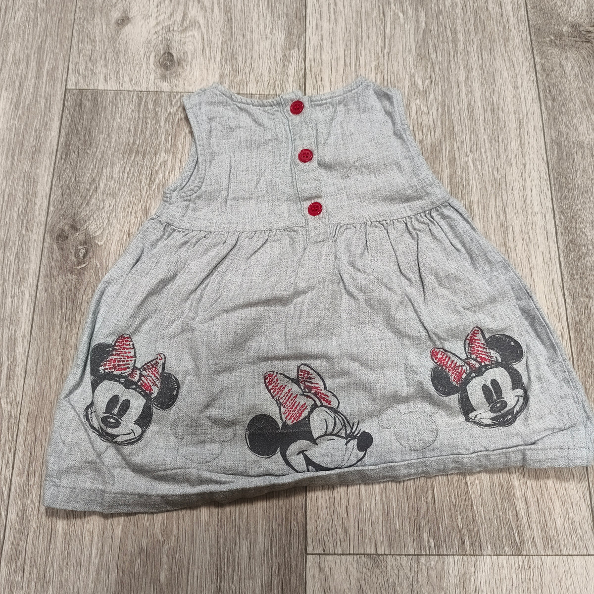 Disney Baby Minnie Mouse Grey Cotton Dress 3–6 Months Sleeveless