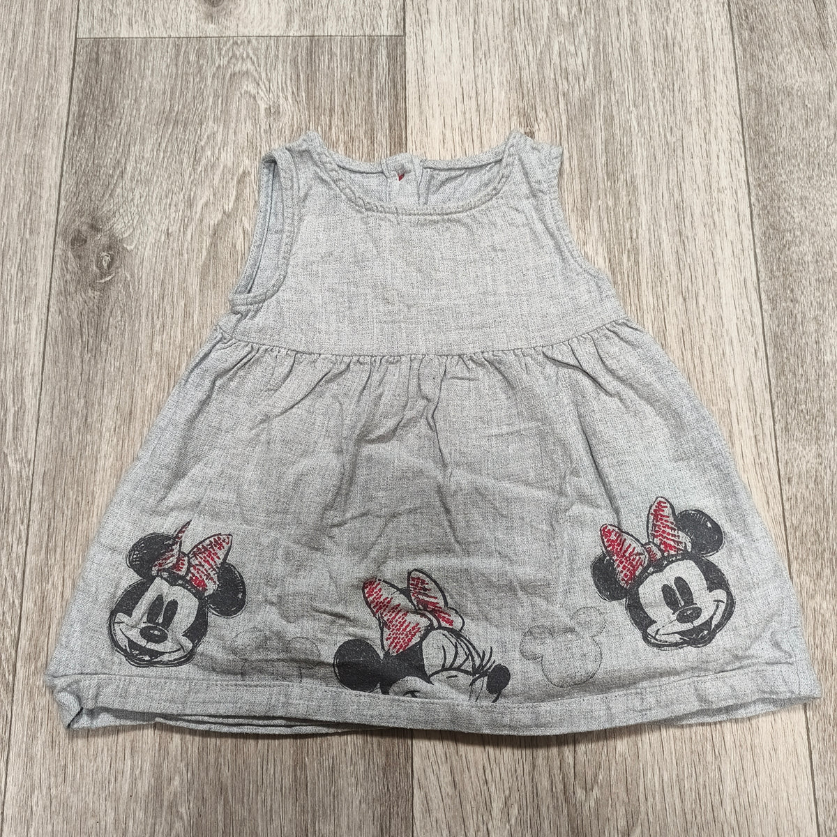 Disney Baby Minnie Mouse Grey Cotton Dress 3–6 Months Sleeveless