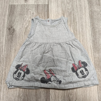 Disney Baby Minnie Mouse Grey Cotton Dress 3–6 Months Sleeveless