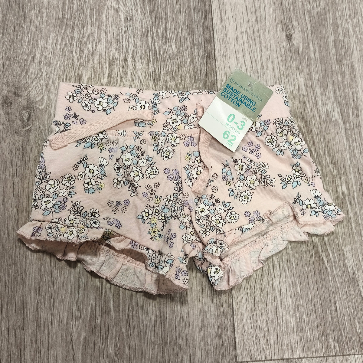 Primark Baby Girls Floral Ruffle Shorts 0–3 Months Sustainable Cotton NWT