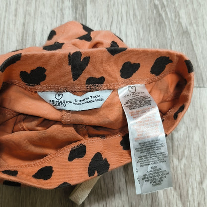 Primark Baby 6-9 Months Orange Black Animal Print Shorts