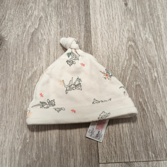 Disney Baby Primark Bambi Knotted Hat 0-3 Months Cream Print
