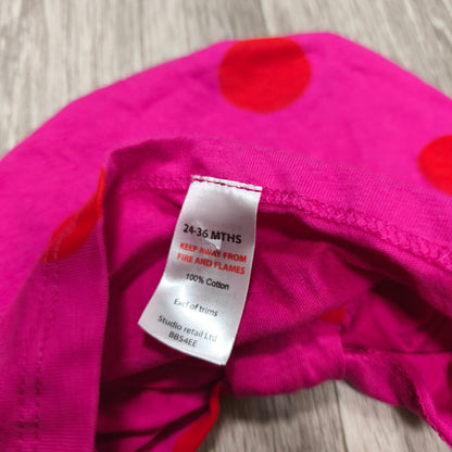 Pink Red Polka Dot Baby Turban Hat 24–36 Months Cotton Knot Cap