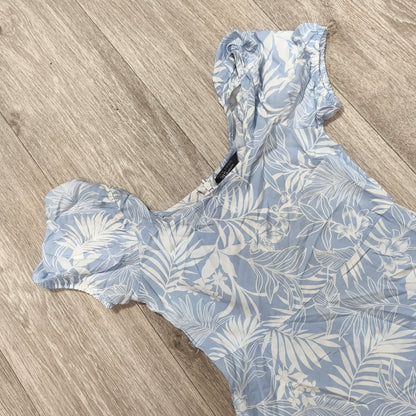 New Look 915 Girls Blue White Tropical Floral Skater Dress Age 11 146cm
