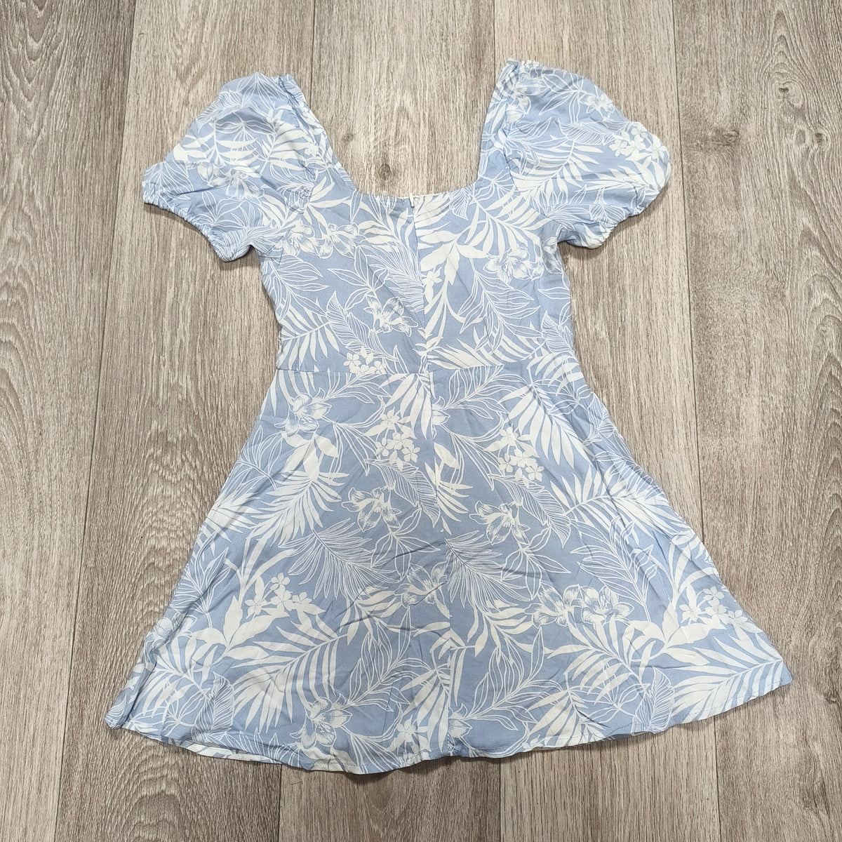 New Look 915 Girls Blue White Tropical Floral Skater Dress Age 11 146cm
