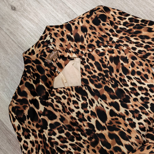 Jolie Moi Leopard Print Wrap Blazer Jacket UK 8 EUR 36 Belted Zip New