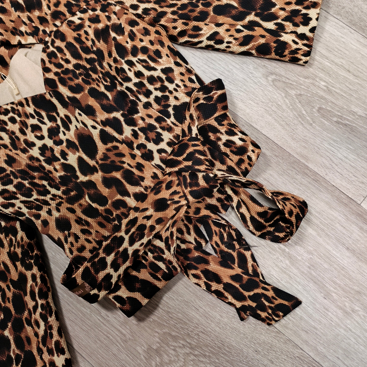 Jolie Moi Leopard Print Wrap Blazer Jacket UK 8 EUR 36 Belted Zip New