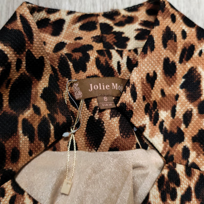 Jolie Moi Leopard Print Wrap Blazer Jacket UK 8 EUR 36 Belted Zip New