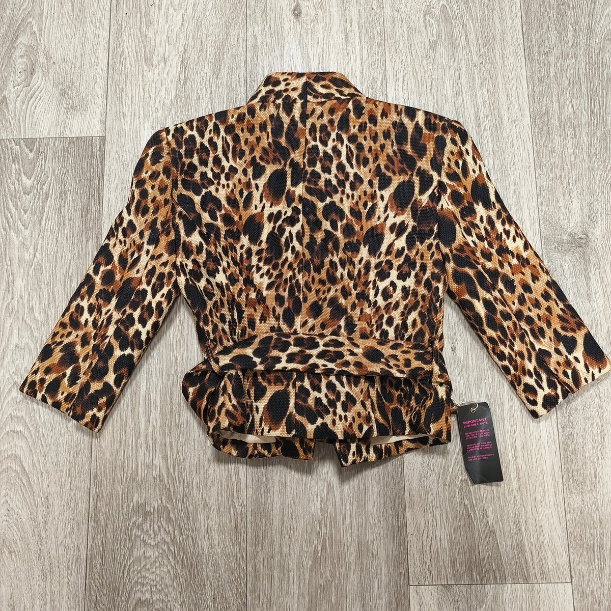 Jolie Moi Leopard Print Wrap Blazer Jacket UK 8 EUR 36 Belted Zip New