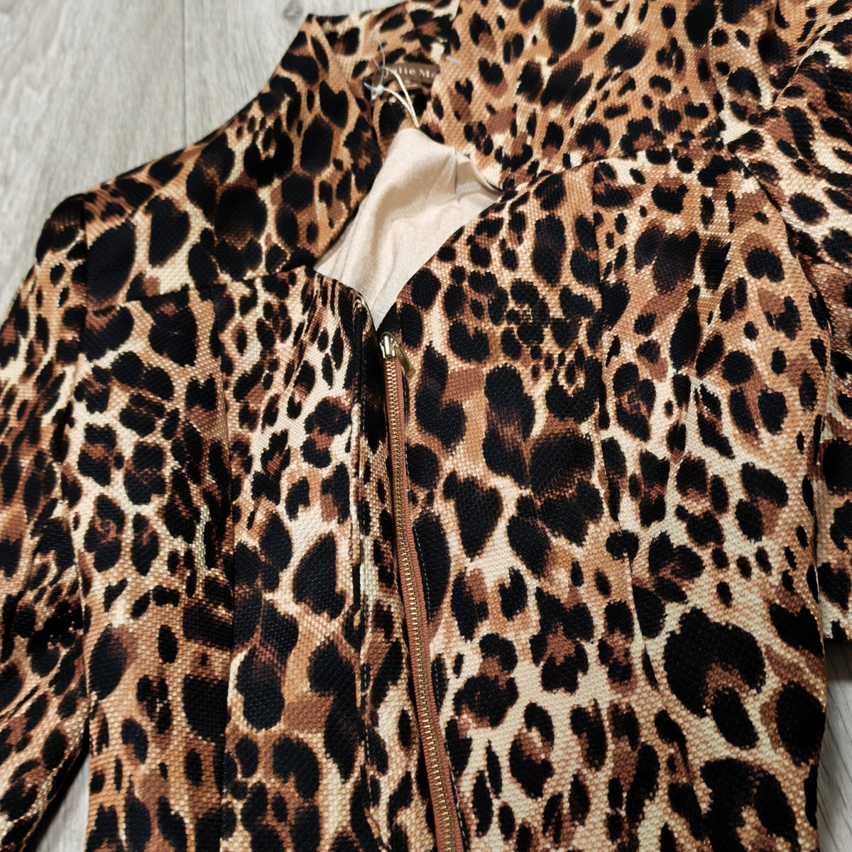 Jolie Moi Leopard Print Wrap Blazer Jacket UK 8 EUR 36 Belted Zip New