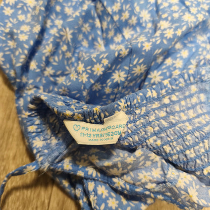 Primark Girls Blue Daisy Floral Cami Dress 11-12 Yrs 152cm Smocked Back