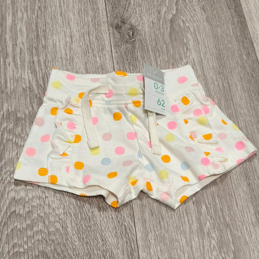 Primark Baby Girl Shorts 0-3M 62cm Polka Dot Ruffle New With Tags