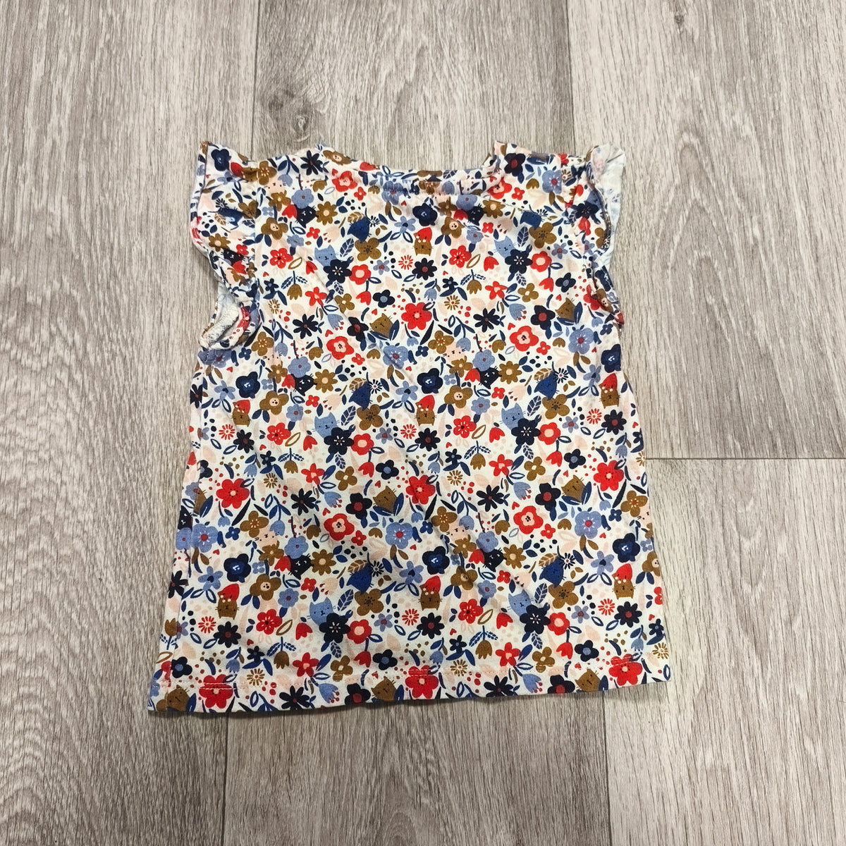 Mothercare Baby Girl Floral Top 18-24 Months 92cm Cat Ruffle Tee