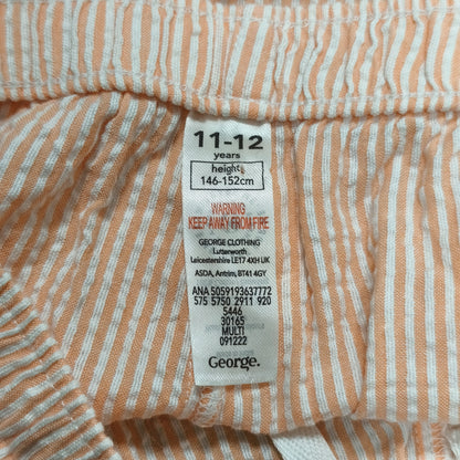 George Girls Shorts 11-12 Years Peach Stripe Ruffle Hem Elastic Waist