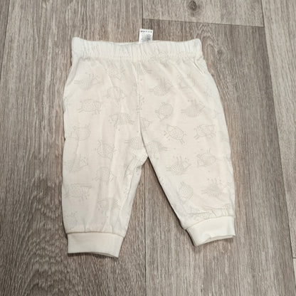 Tu Baby Joggers 0-3 Months Organic Cotton Sheep Print Cream Pants