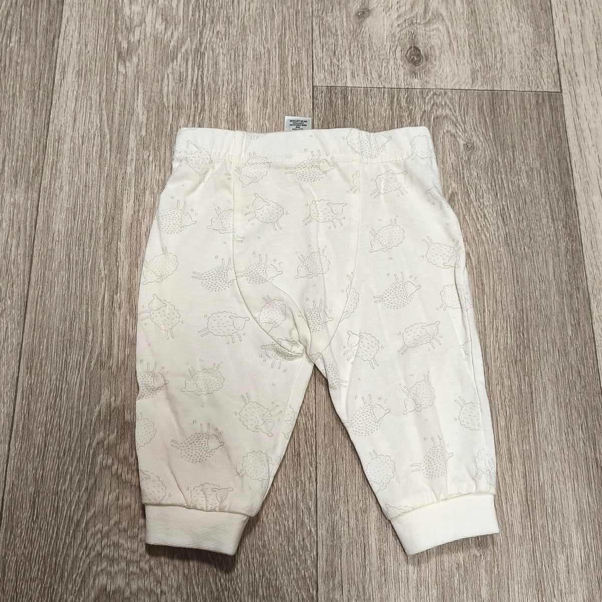 Tu Baby Joggers 0-3 Months Organic Cotton Sheep Print Cream Pants