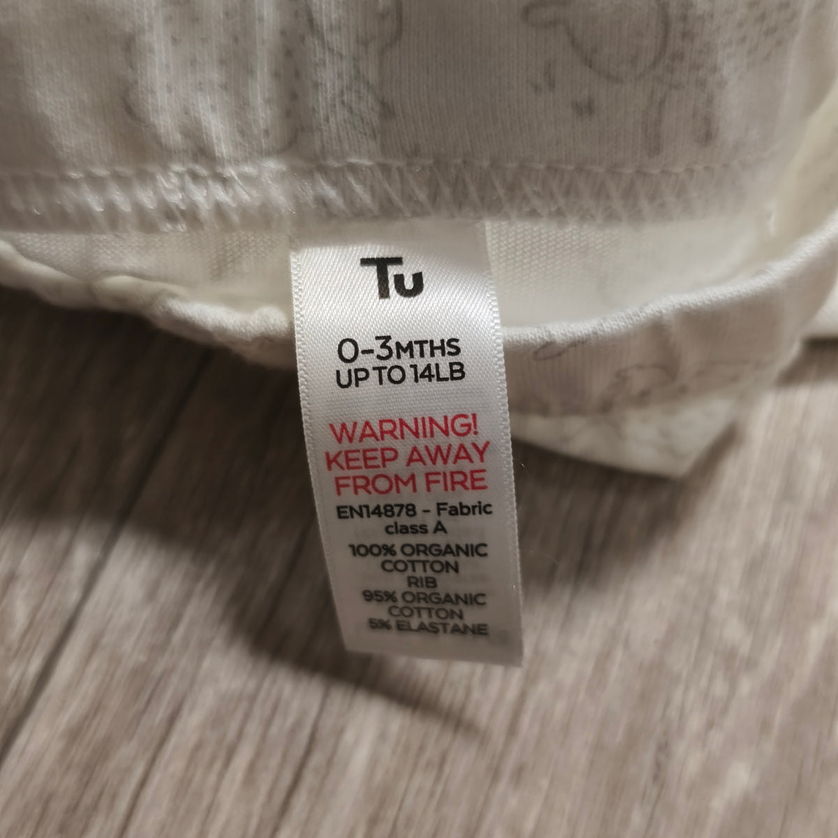 Tu Baby Joggers 0-3 Months Organic Cotton Sheep Print Cream Pants