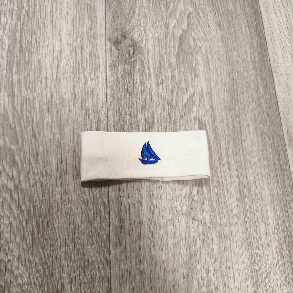 Baby Headband White Blue Sailboat Nautical Stretchy Infant Newborn