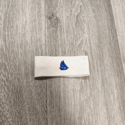 Baby Headband White Blue Sailboat Nautical Stretchy Infant Newborn