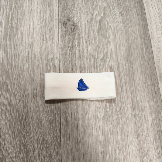 Baby Headband White Blue Sailboat Nautical Stretchy Infant Newborn