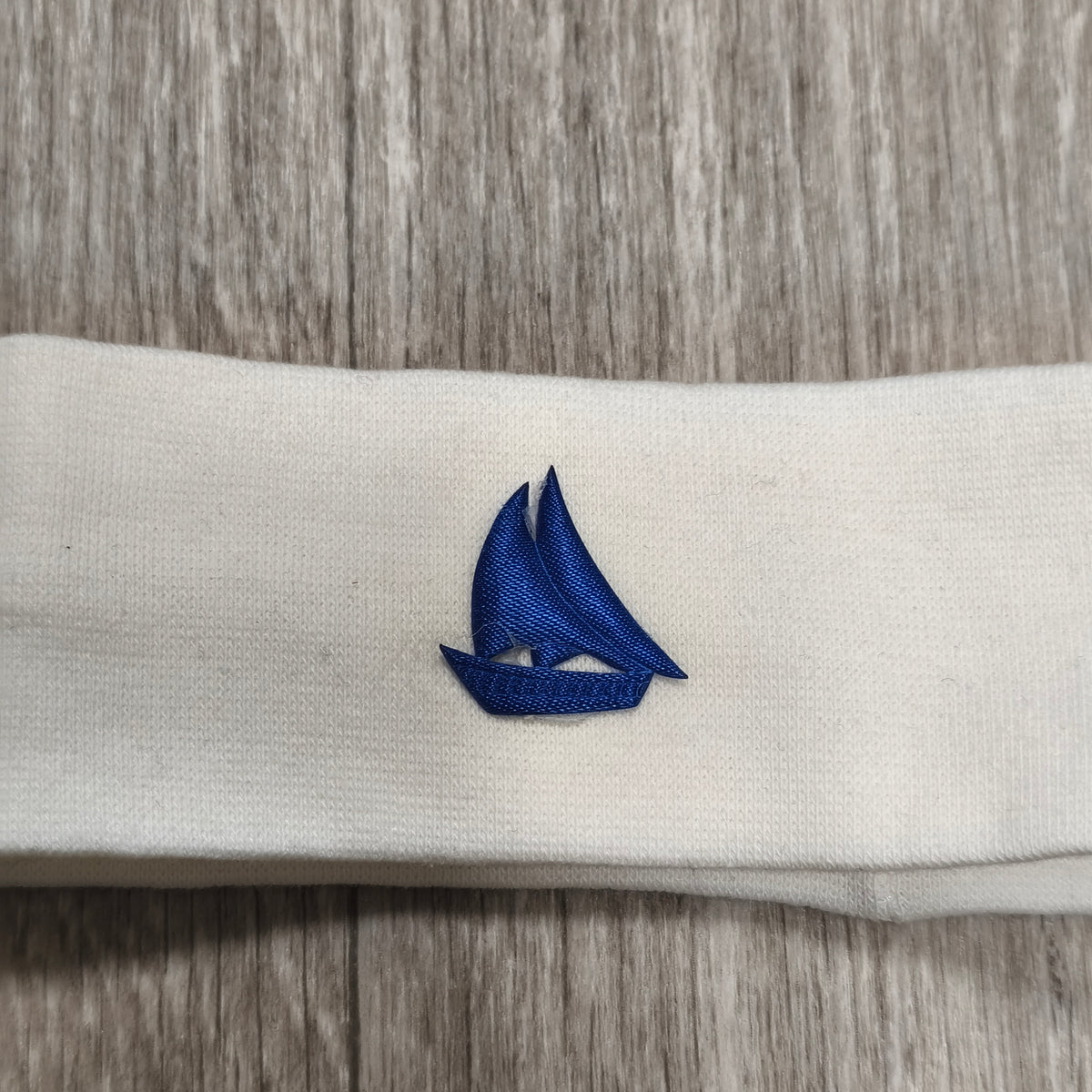 Baby Headband White Blue Sailboat Nautical Stretchy Infant Newborn