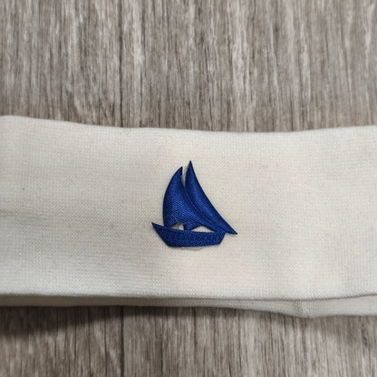 Baby Headband White Blue Sailboat Nautical Stretchy Infant Newborn