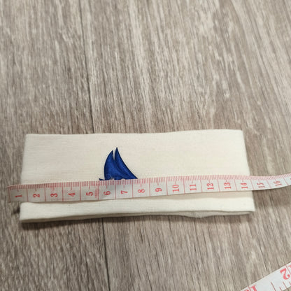 Baby Headband White Blue Sailboat Nautical Stretchy Infant Newborn