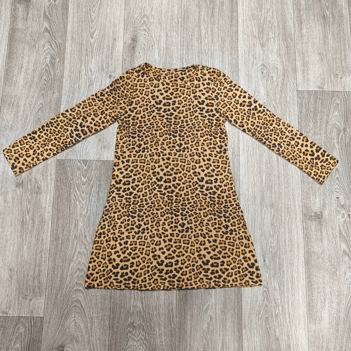 Nutmeg Girls Leopard Print Long Sleeve Dress Age 10-11 Years Viscose
