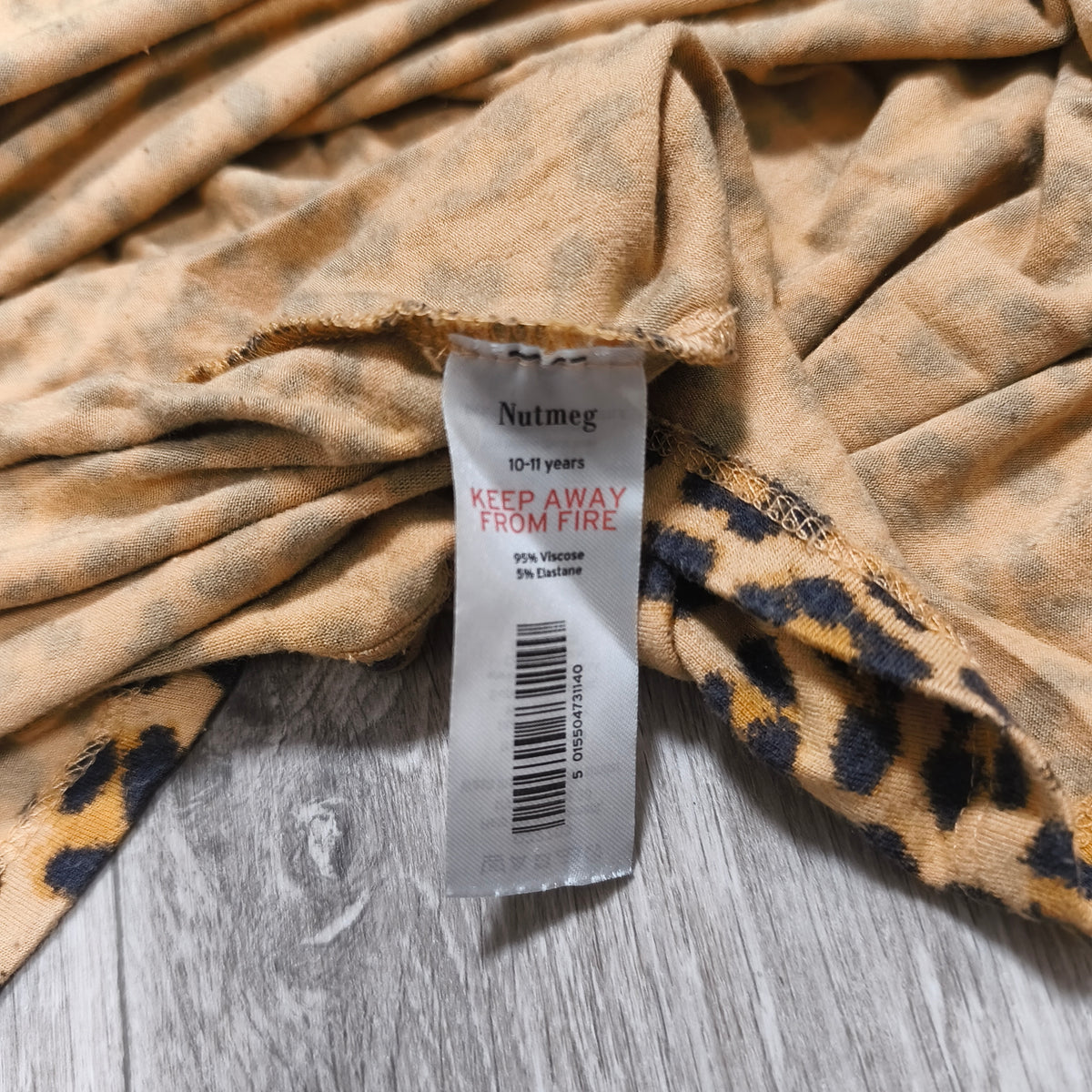 Nutmeg Girls Leopard Print Long Sleeve Dress Age 10-11 Years Viscose
