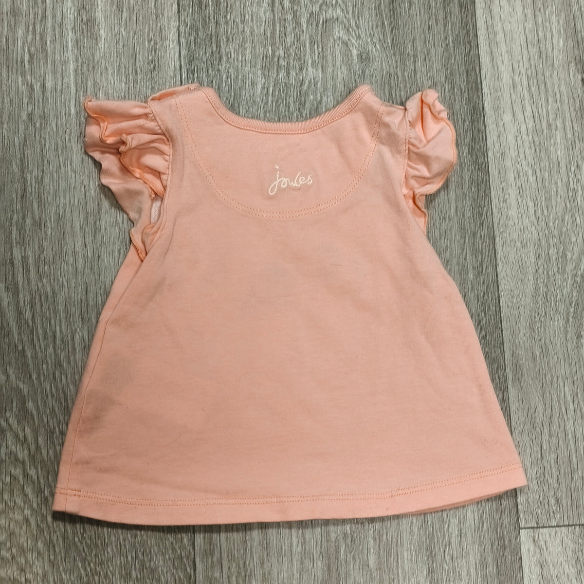 Joules Baby Girls 0-3M Peach Barnacle Mermaid Ruffle Top T-Shirt