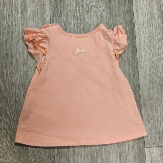 Joules Baby Girls 0-3M Peach Barnacle Mermaid Ruffle Top T-Shirt